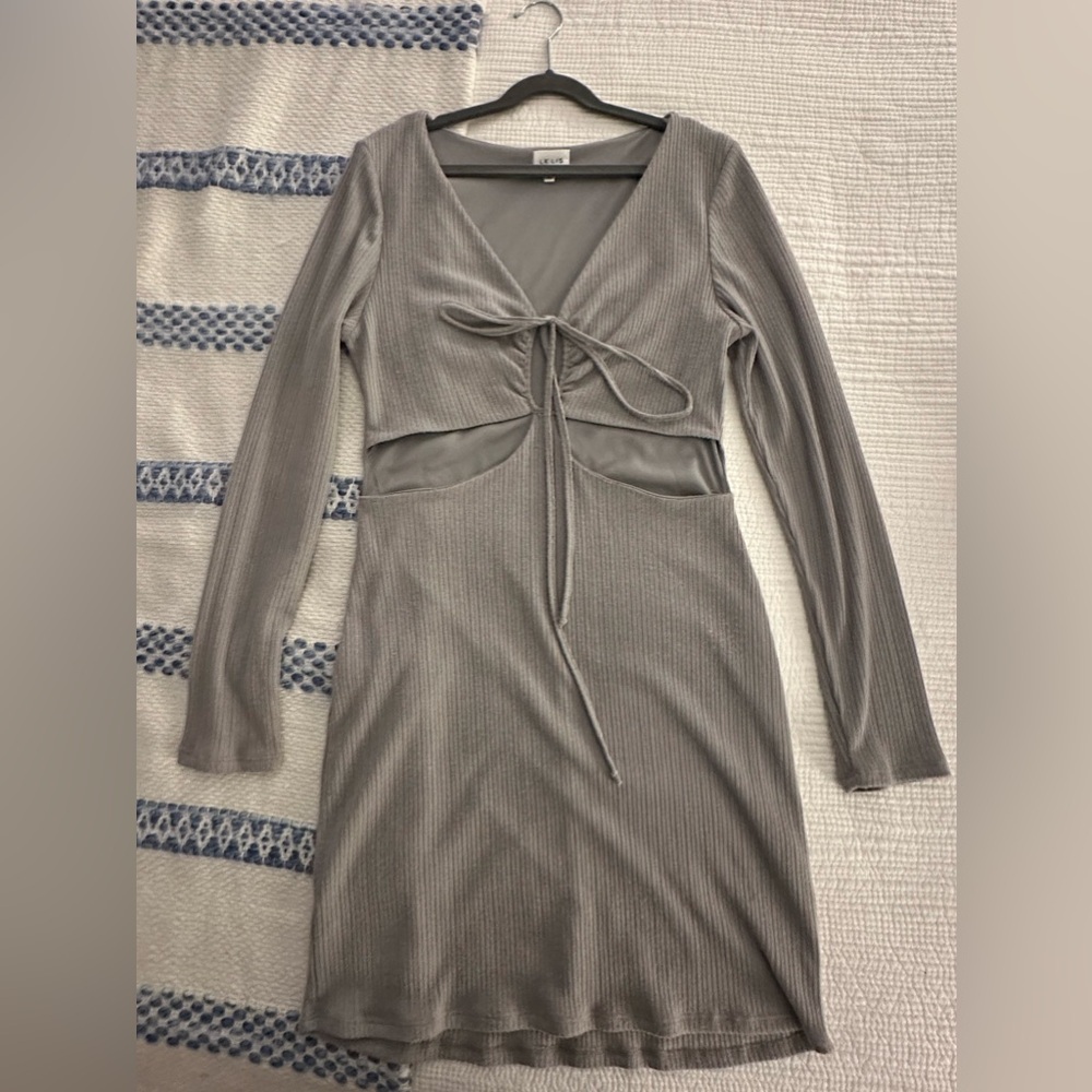 Lelis Size L Grey cutout dress with tie. Super flattering and worn once or twice